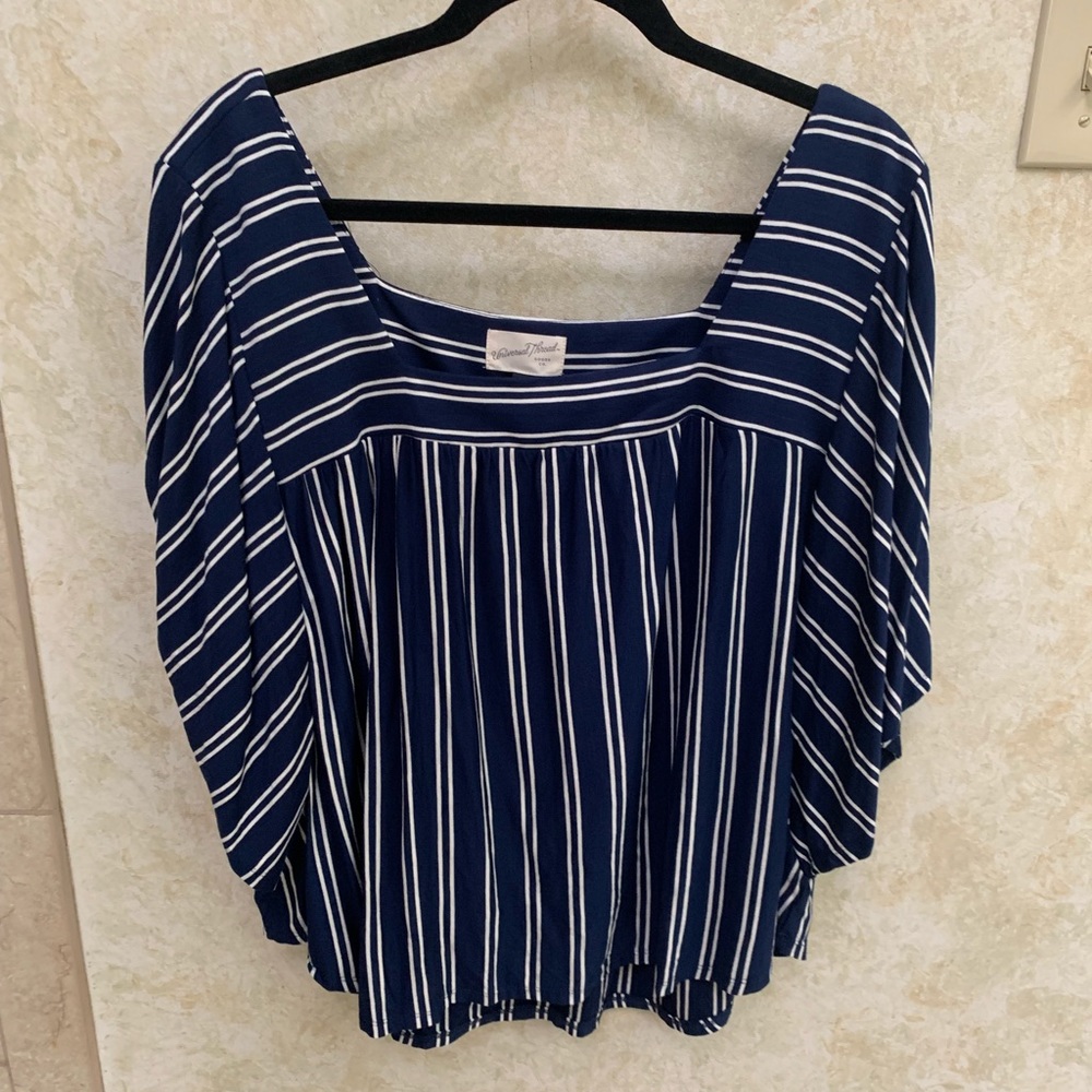 Blue/ white stripped square neck shirt - worn 1x